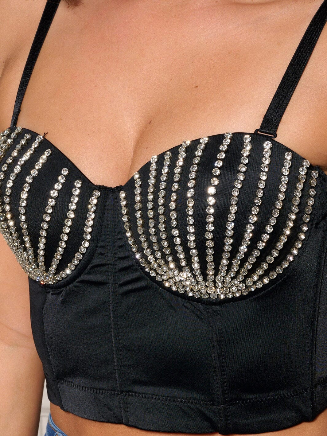 WOMEN'S SLEEVELESS REMOVABLE STRAPS STUDS DETAILED BUSTIER TOP