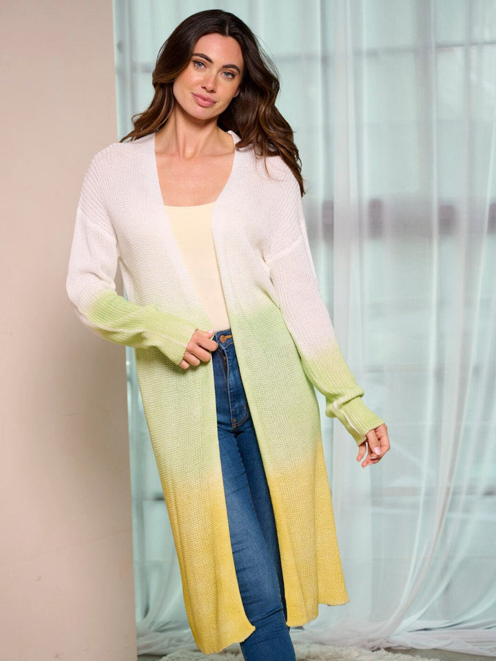 WOMEN'S LONG SLEEVE COLORBLOCK OPEN FRONT CARDIGAN