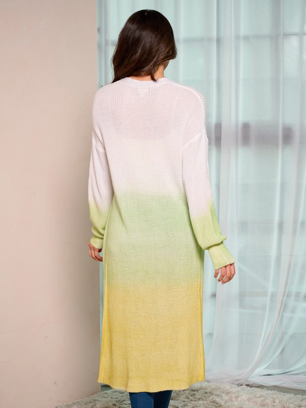 WOMEN'S LONG SLEEVE COLORBLOCK OPEN FRONT CARDIGAN