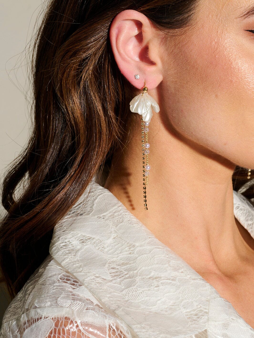 WOMEN'S SHELLS GOLD PEARL EARRINGS
