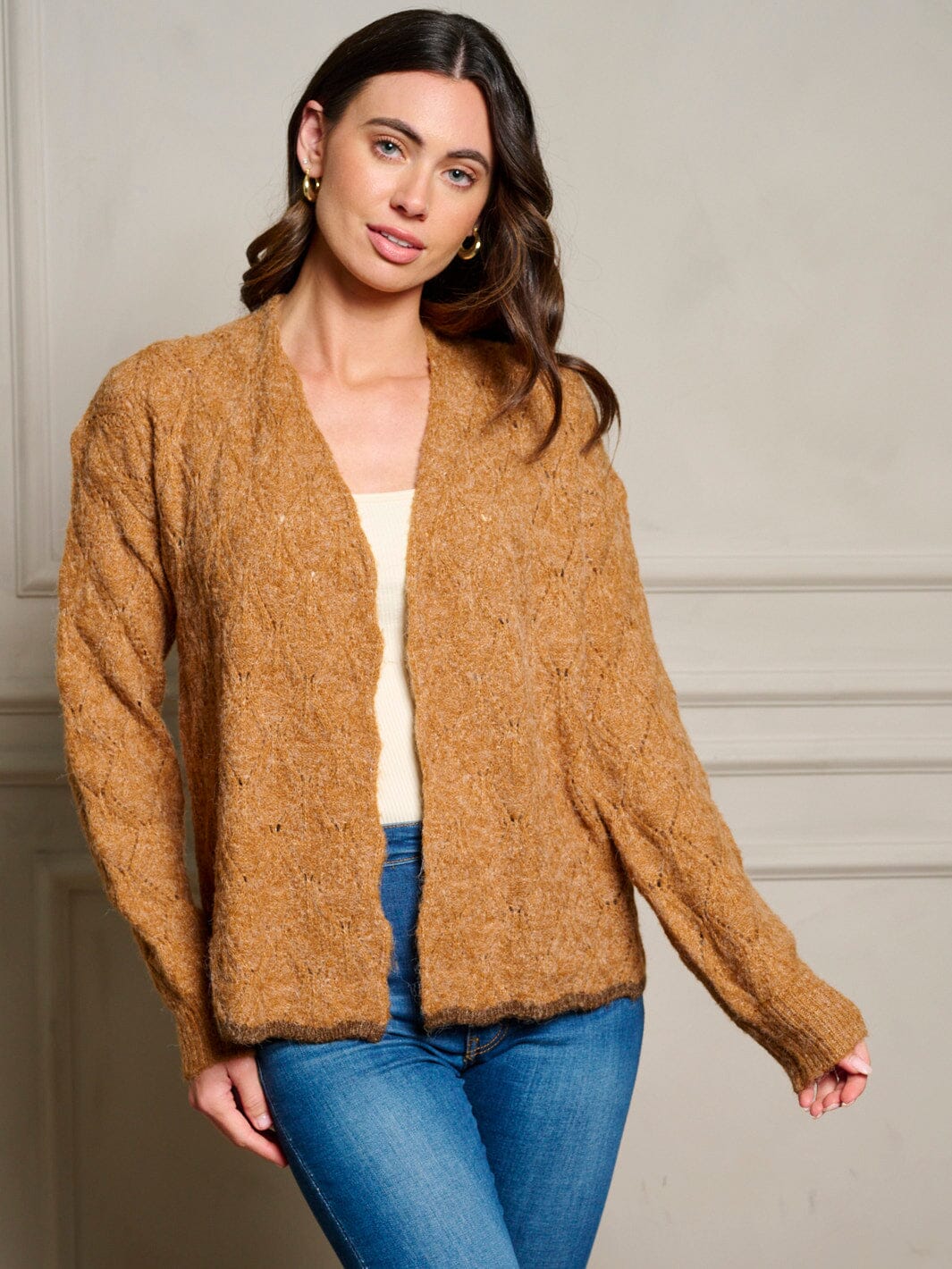 WOMEN'S LONG SLEEVE OPEN FRONT KNIT CARDIGAN