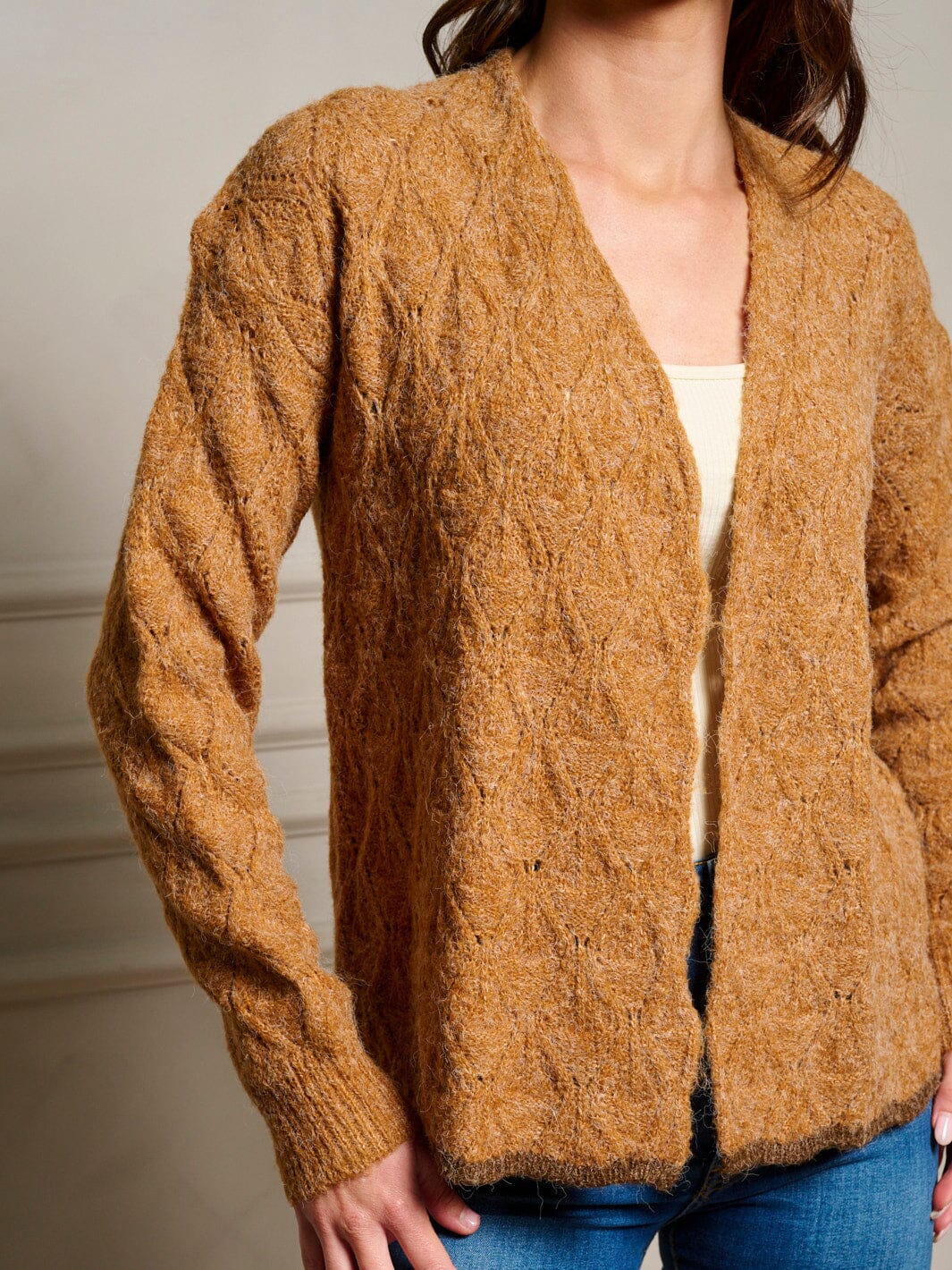 WOMEN'S LONG SLEEVE OPEN FRONT KNIT CARDIGAN