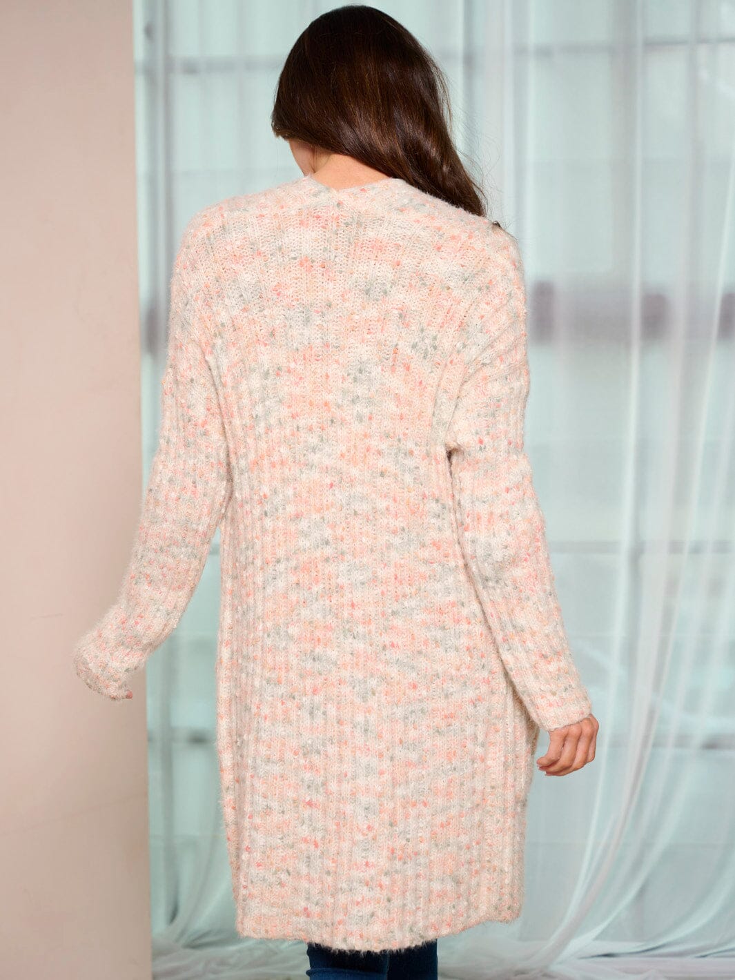 WOMEN'S LONG SLEEVE POCKETS OPEN FRONT MULTI CARDIGAN