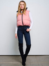 WOMEN'S SLEEVELESS ZIP UP FRONT POCKETS PADDED REVERSIBLE VEST