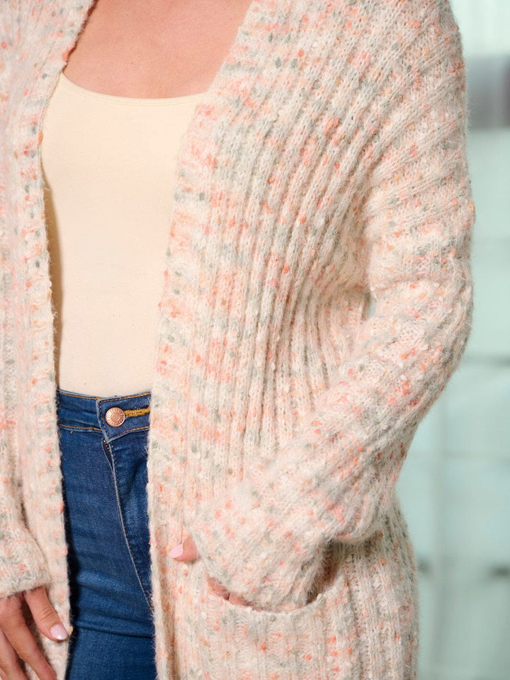 WOMEN'S LONG SLEEVE POCKETS OPEN FRONT MULTI CARDIGAN