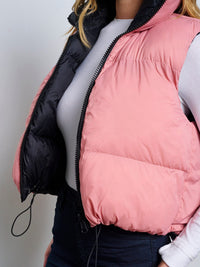 WOMEN'S SLEEVELESS ZIP UP FRONT POCKETS PADDED REVERSIBLE VEST