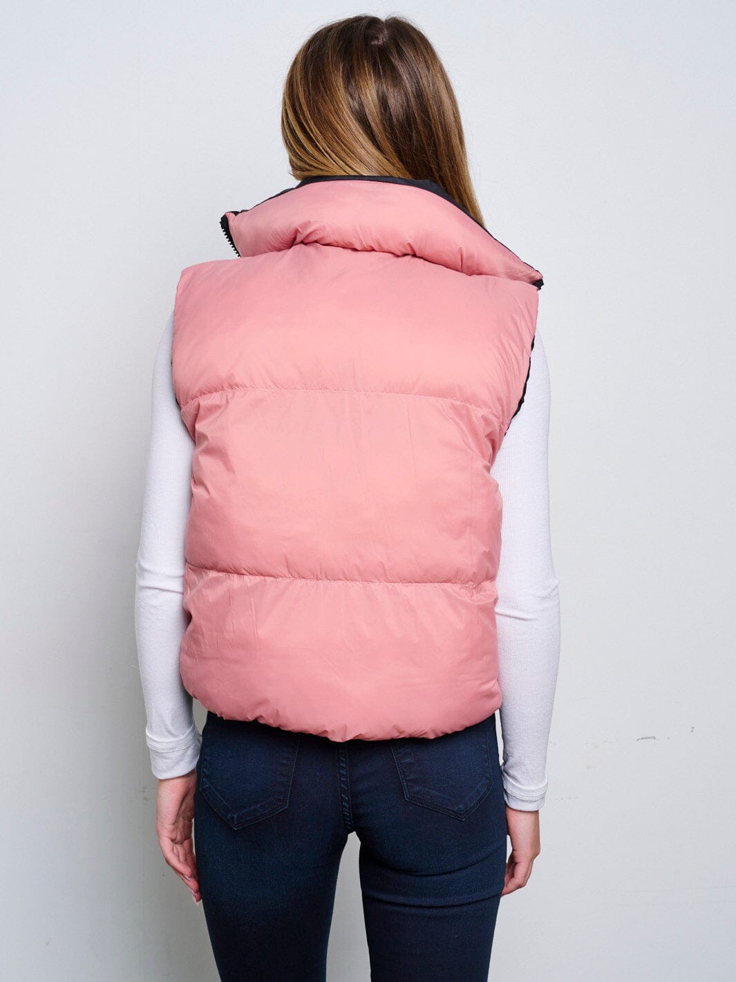 WOMEN'S SLEEVELESS ZIP UP FRONT POCKETS PADDED REVERSIBLE VEST
