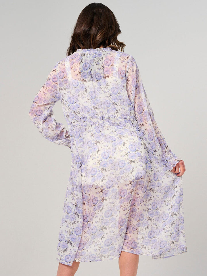 WOMEN'S LONG SLEEVE SELF TIE FLORAL KIMONO