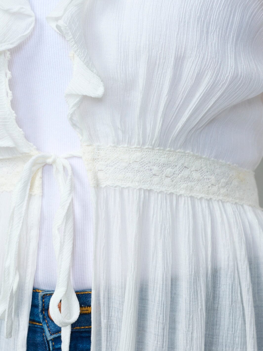 WOMEN'S LONG SLEEVE OPEN FRONT RUFFLE TIERED KIMONO