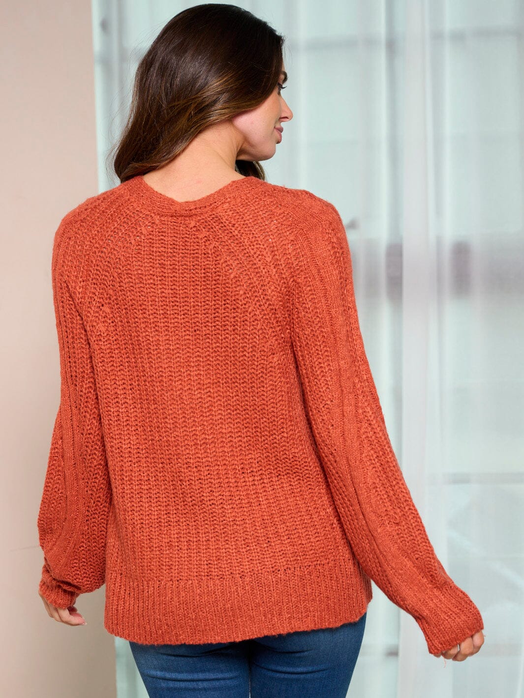 WOMEN'S LONG SLEEVE BUTTON UP KNIT SWEATER CARDIGAN