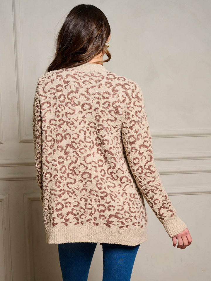 WOMEN'S LONG SLEEVE OPEN FRONT ANIMAL PRINT SWEATER CARDIGAN