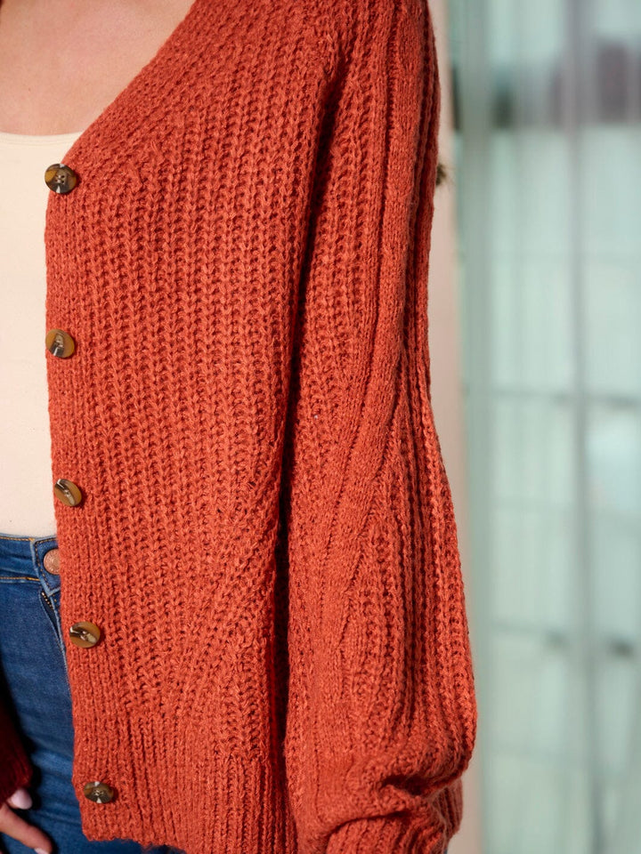 WOMEN'S LONG SLEEVE BUTTON UP KNIT SWEATER CARDIGAN