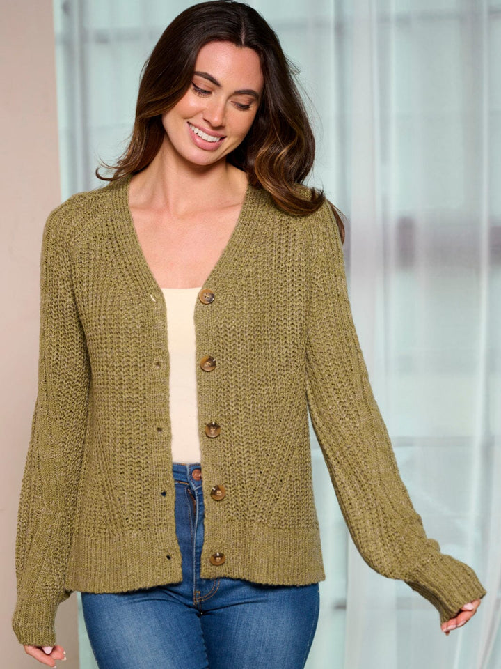 WOMEN'S LONG SLEEVE BUTTON UP KNIT SWEATER CARDIGAN