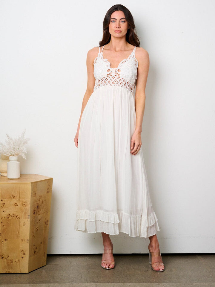 WOMEN'S SLEEVELESS OPEN BACK DETAILED MAXI DRESS