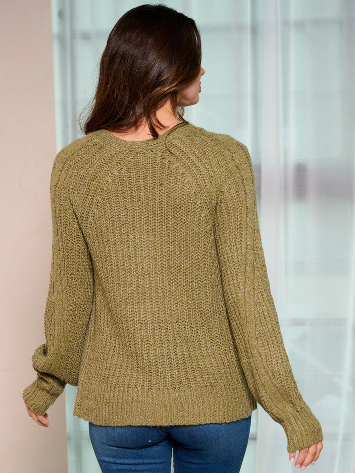 WOMEN'S LONG SLEEVE BUTTON UP KNIT SWEATER CARDIGAN