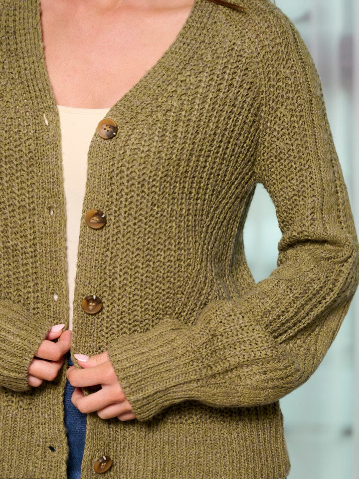 WOMEN'S LONG SLEEVE BUTTON UP KNIT SWEATER CARDIGAN