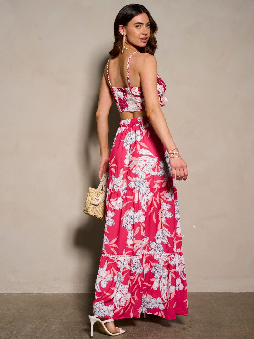 WOMEN'S SLEEVELESS CROP TOP & MAXI SKIRT FLORAL 2PC. SET