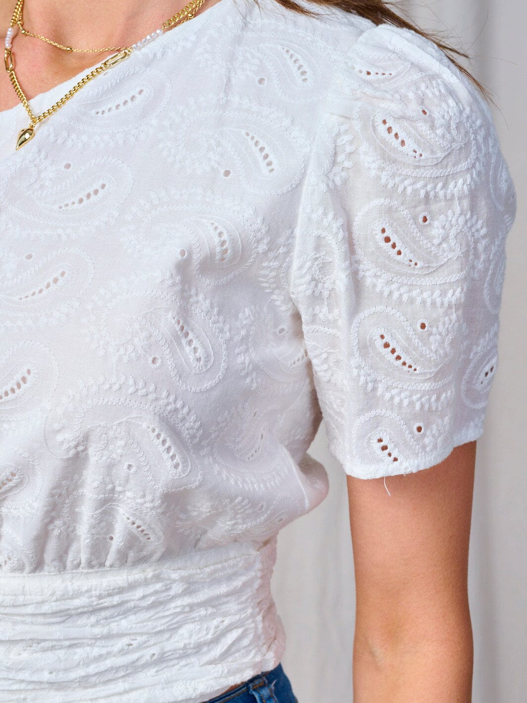 WOMEN'S ONE SHOULDER SELF TI EYELET TOP