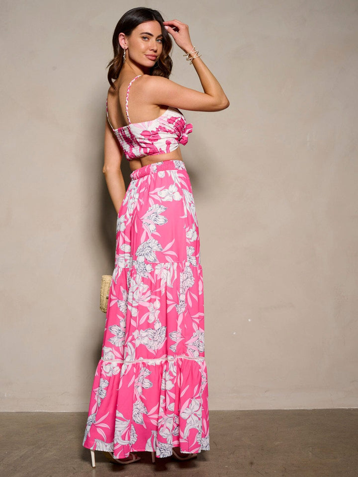 WOMEN'S SLEEVELESS CROP TOP & MAXI SKIRT FLORAL 2PC. SET