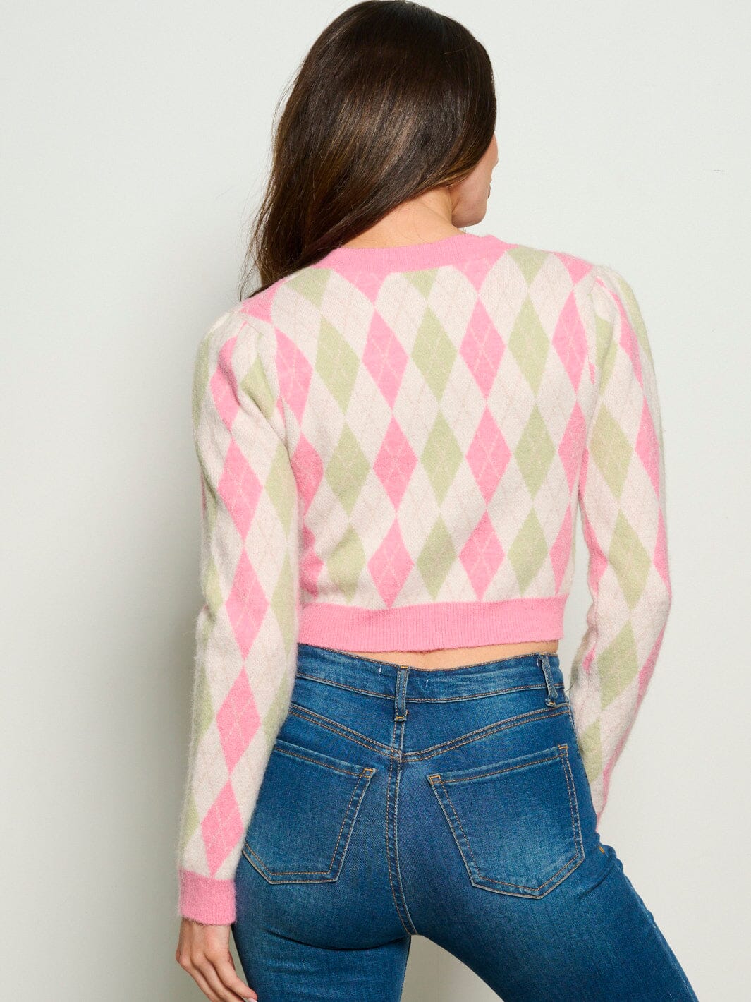 WOMEN'S LONG SLEEVE BUTTON UP MULTI PRINT SWEATER