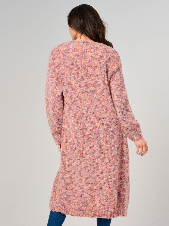 WOMEN'S LONG SLEEVE OPEN FRONT POCKETS MULTI KINT CARDIGAN