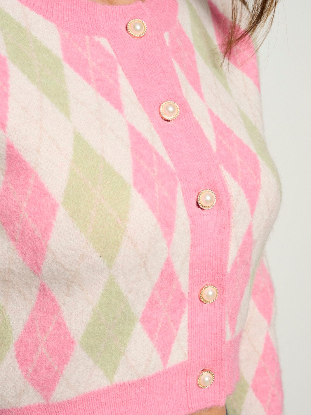 WOMEN'S LONG SLEEVE BUTTON UP MULTI PRINT SWEATER