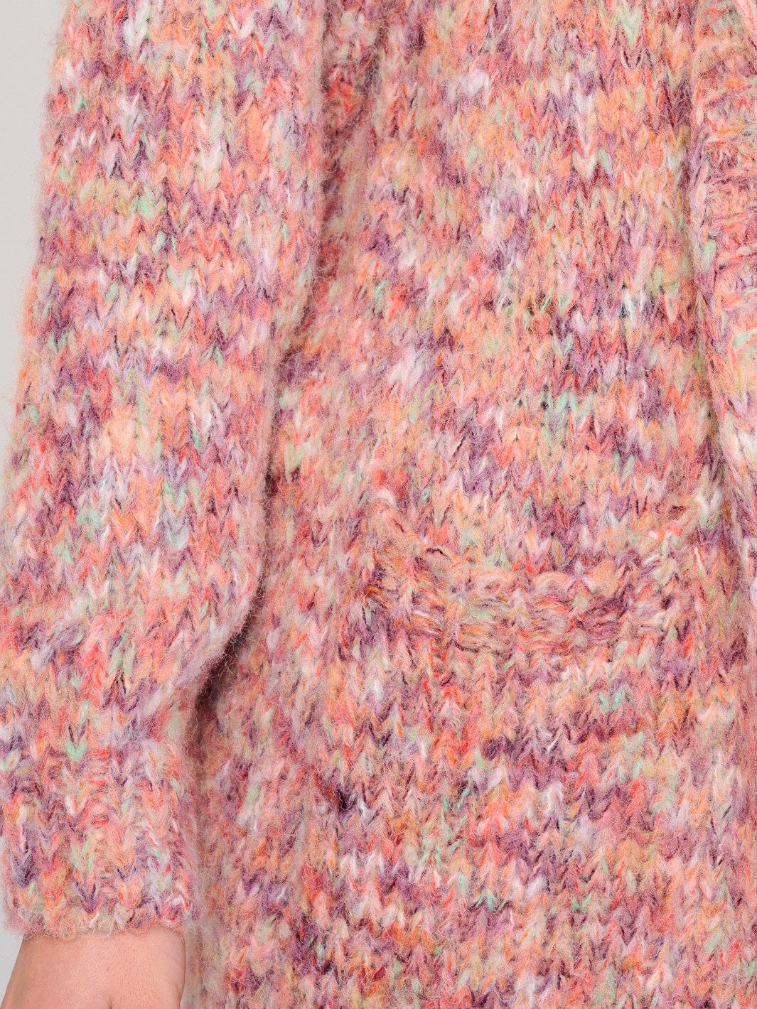 WOMEN'S LONG SLEEVE OPEN FRONT POCKETS MULTI KINT CARDIGAN