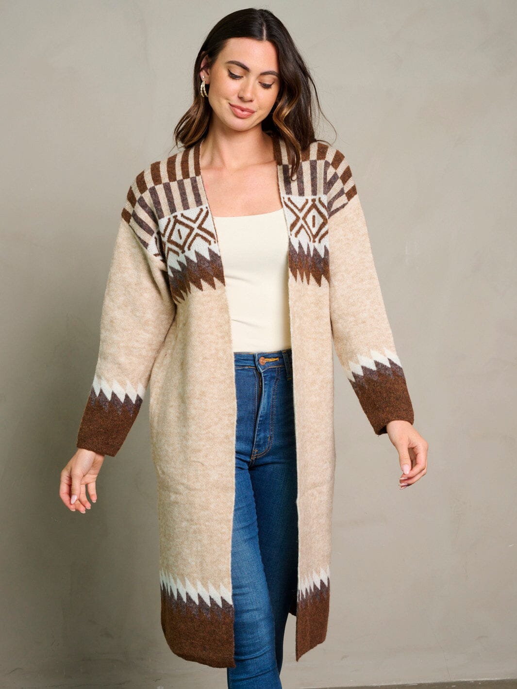 WOMEN'S LONG SLEEVE OPEN FRONT COLORBLOCK CARDIGAN