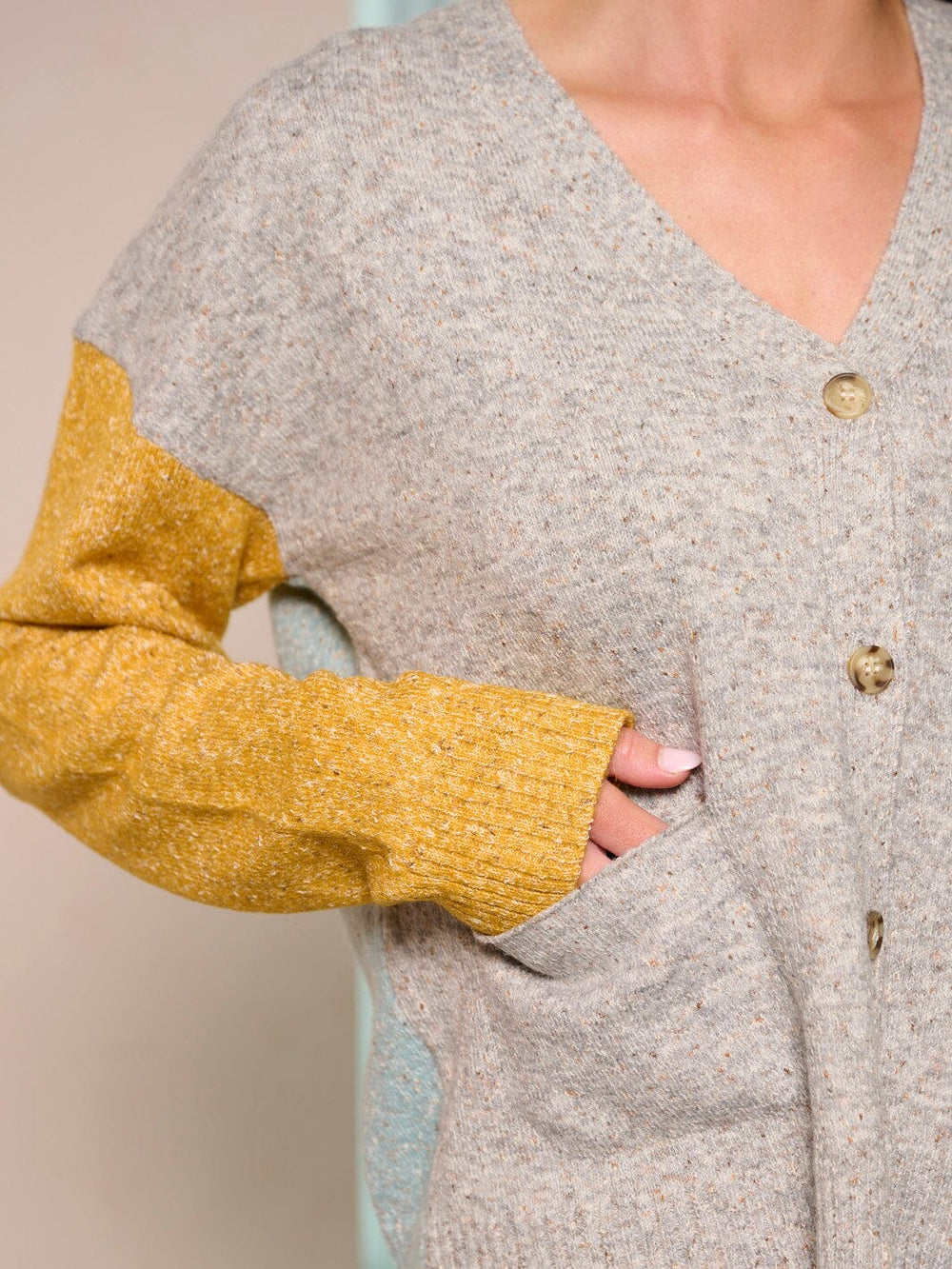 WOMEN'S LONG SLEEVE BUTTON UP COLORBLOCK SWEATER CARDIGAN