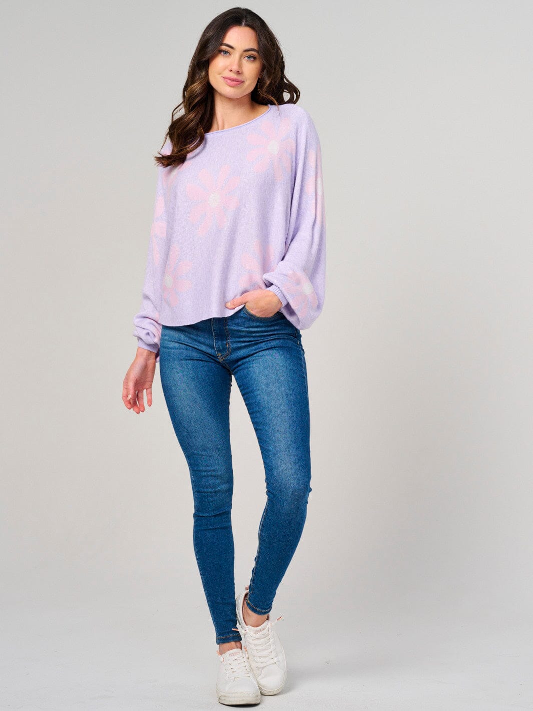 WOMEN'S LONG SLEEVE FLOWERS PRINT TOP