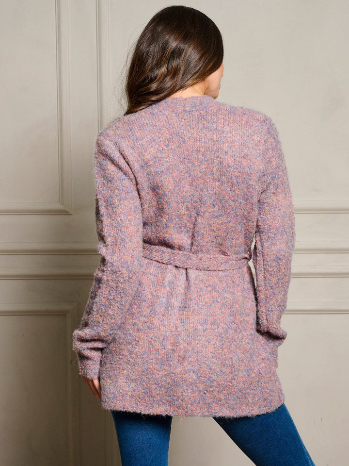 WOMEN'S LONG SLEEVE OPEN FRONT SELF TIE CARDIGAN