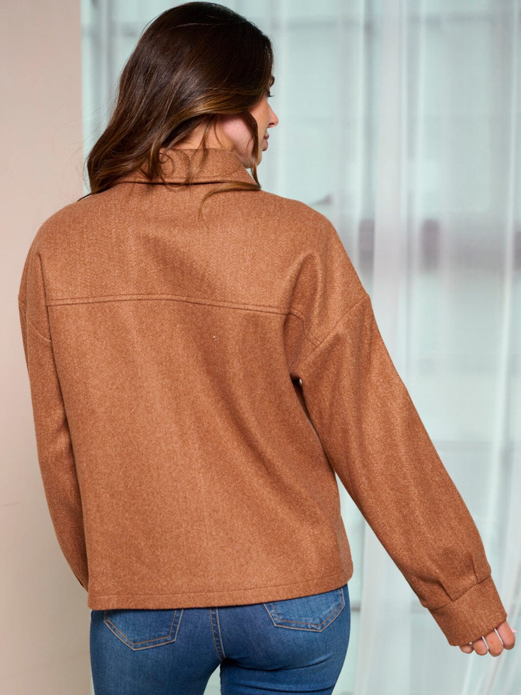 WOMEN'S LONG SLEEVE ZIP UP FRONT POCKETS JACKET