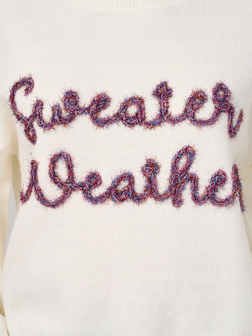 WOMEN'S LONG SLEEVE SHIMMER GRAPHIC PULLOVER SWEATER