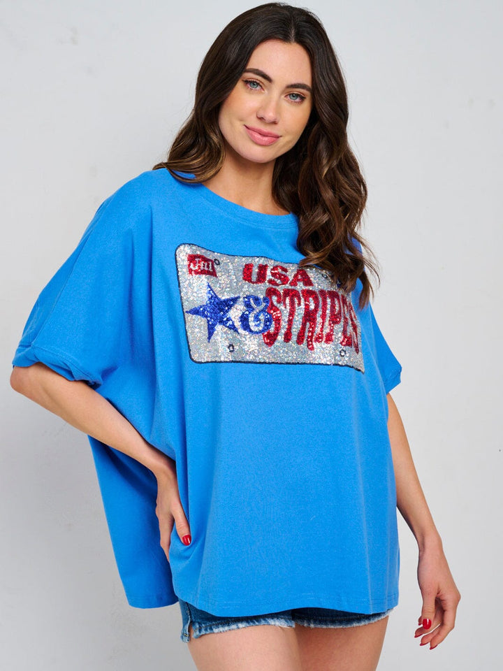 WOMEN'S SHORT SLEEVE GRAPHIC PATRIOTIC SHIRT