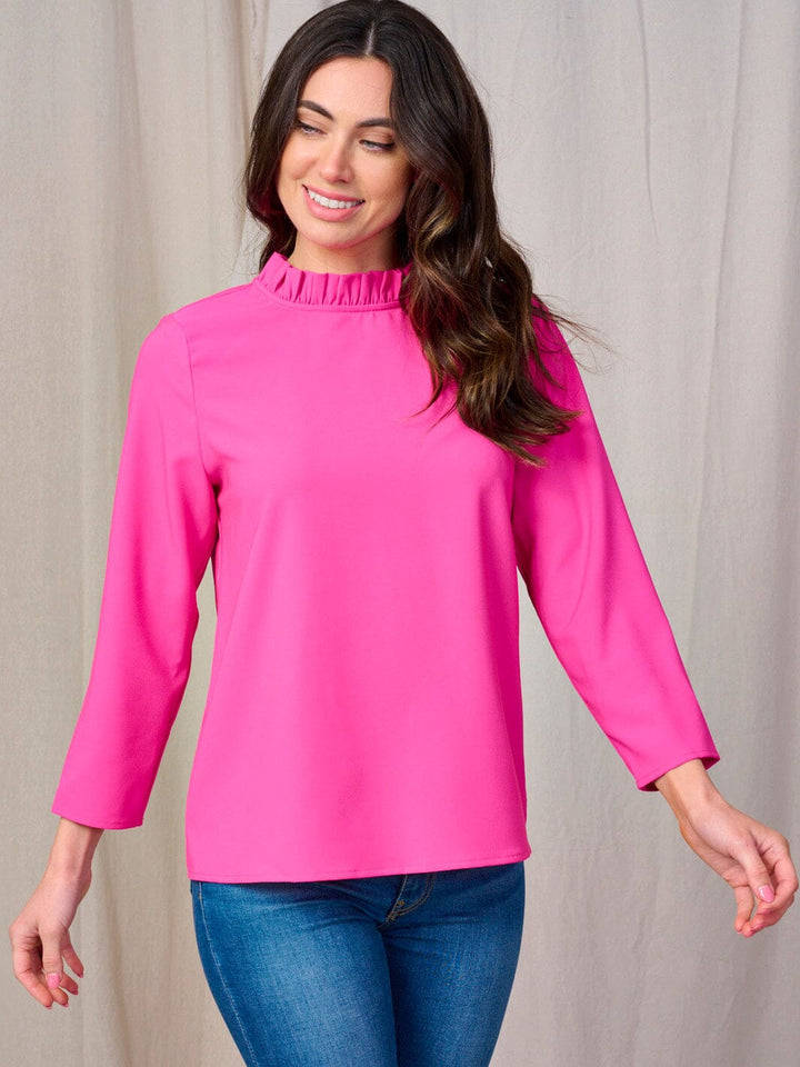WOMEN'S LONG SLEEVE MOCK NECK BACK TIE BLOUSE