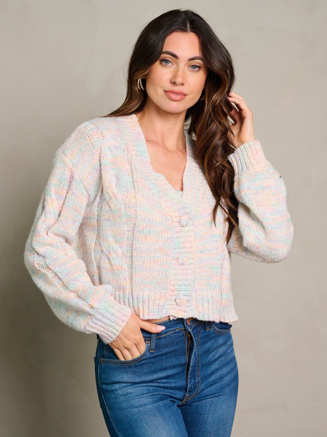 WOMEN'S LONG SLEEVE BUTTON UP CARDIGAN & TANK TOP KNIT SET
