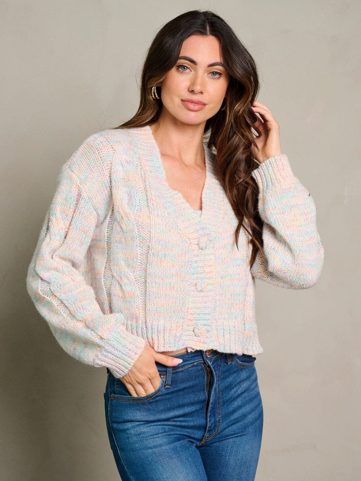 WOMEN'S LONG SLEEVE BUTTON UP CARDIGAN & TANK TOP KNIT SET