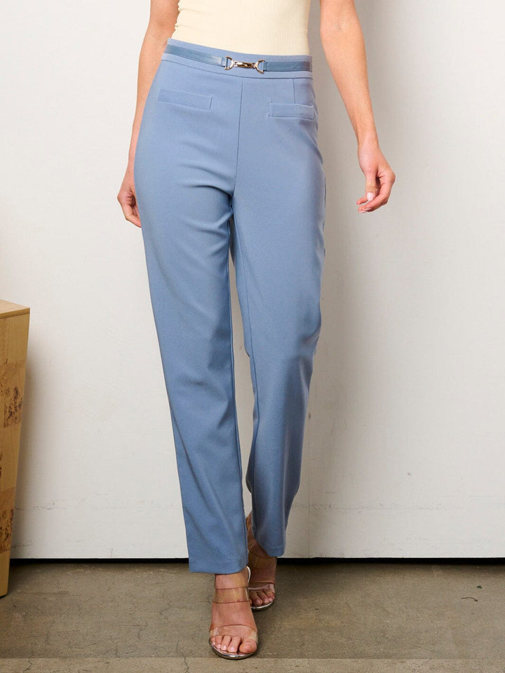 WOMEN'S ZIP UP DETAILED WIDE LEG PANTS