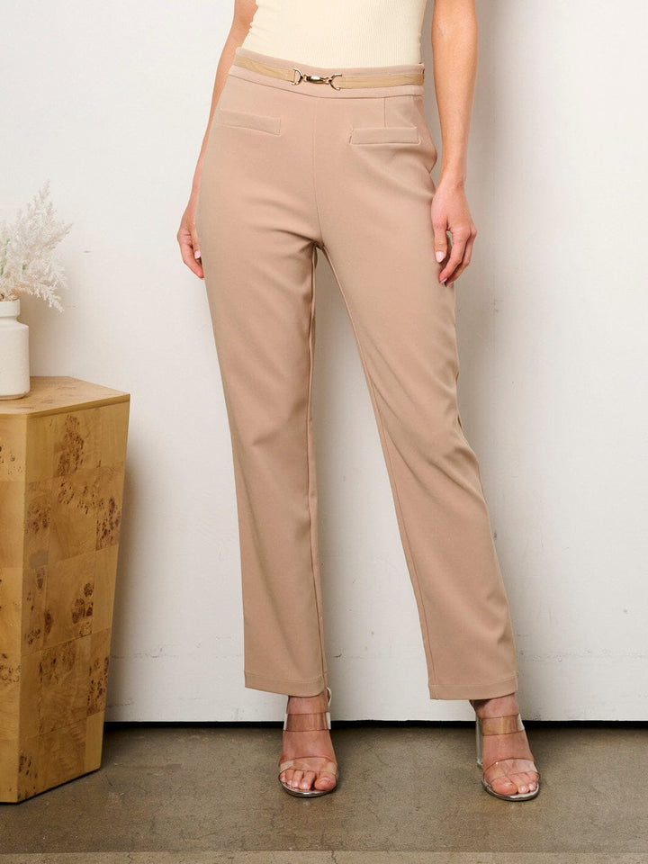 WOMEN'S ZIP UP DETAILED WIDE LEG PANTS