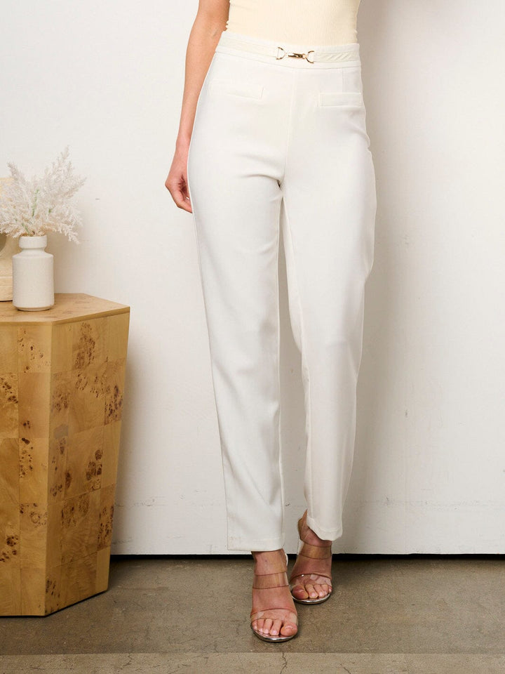 WOMEN'S ZIP UP DETAILED WIDE LEG PANTS