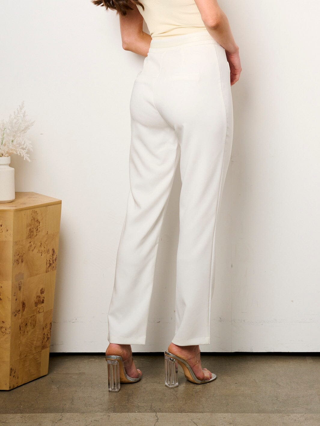 WOMEN'S ZIP UP DETAILED WIDE LEG PANTS