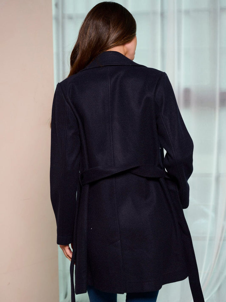 WOMEN'S LONG SLEEVE BUTTON CLOSURE FRONT POCKETS COAT