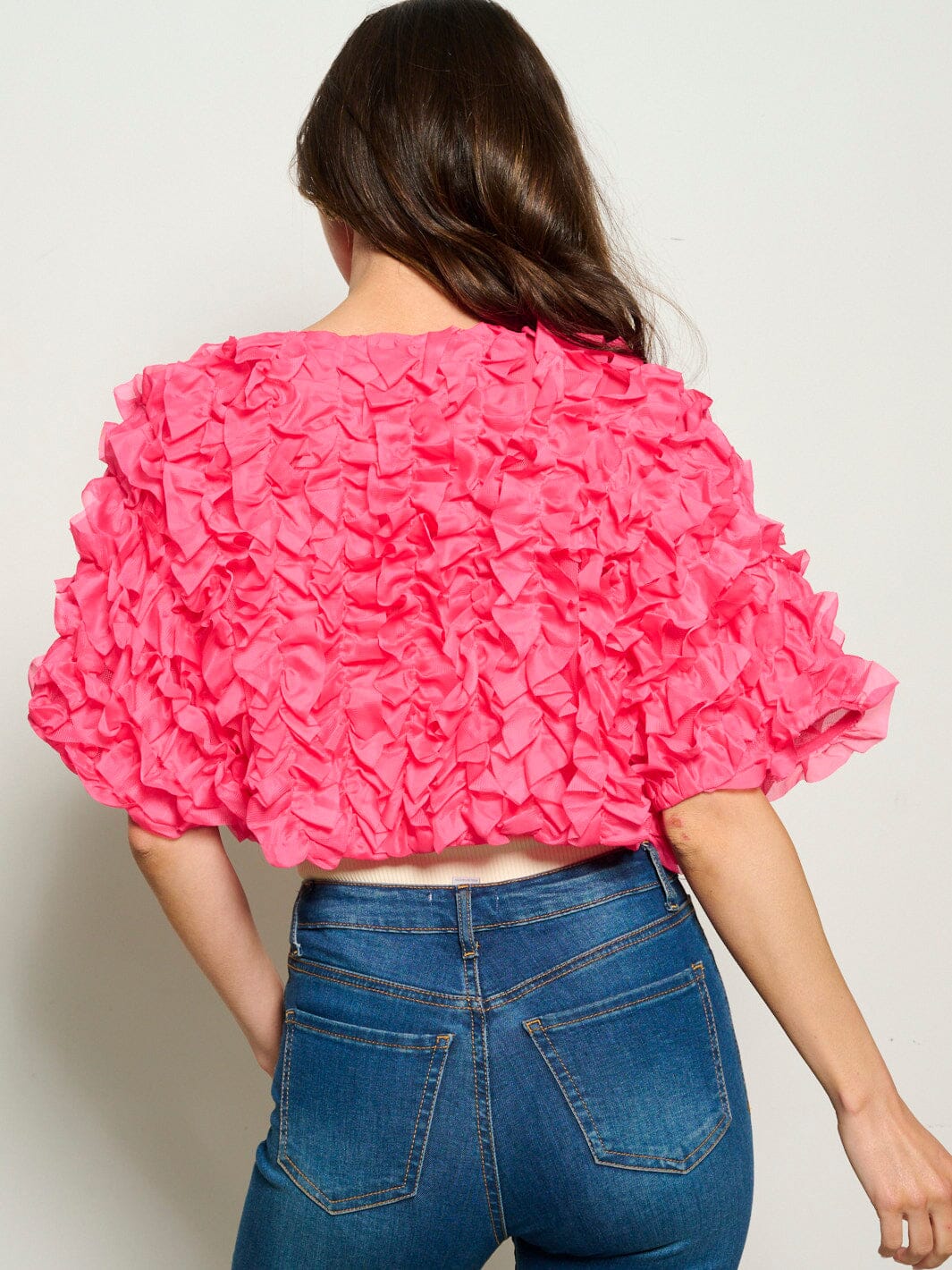 WOMEN'S BUTTON CLOSURE RUFFLE DETAILED CARDIGAN
