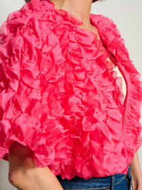 WOMEN'S BUTTON CLOSURE RUFFLE DETAILED CARDIGAN