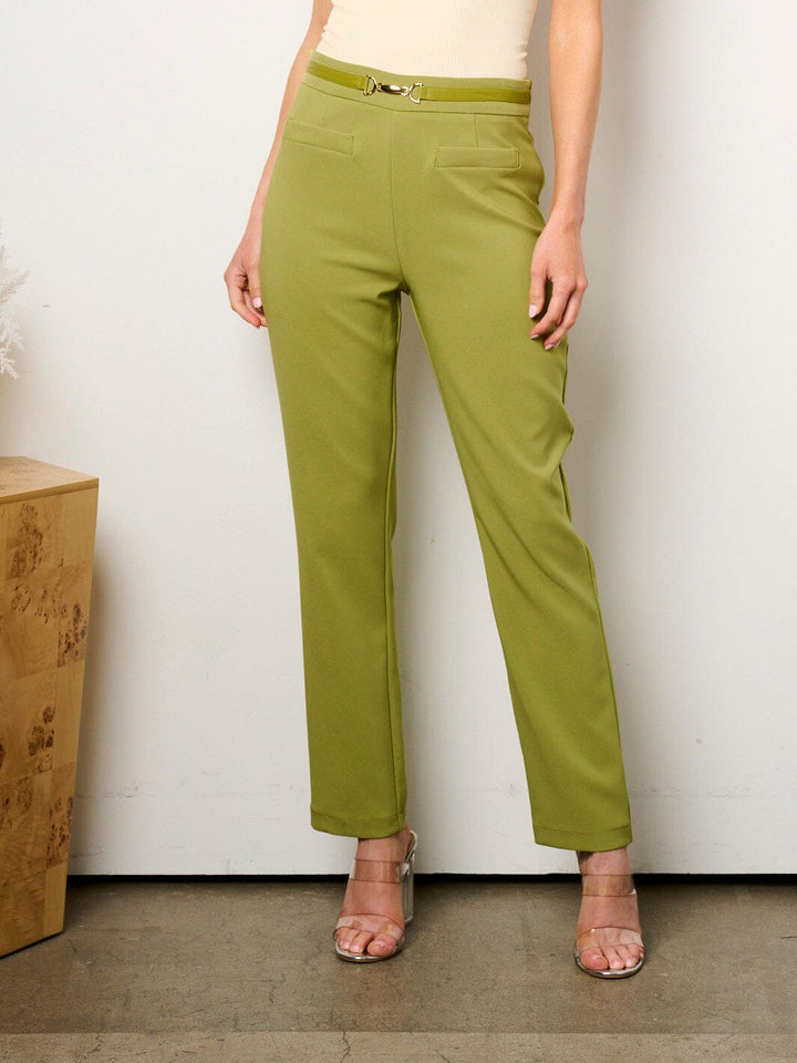 WOMEN'S ZIP UP DETAILED WIDE LEG PANTS