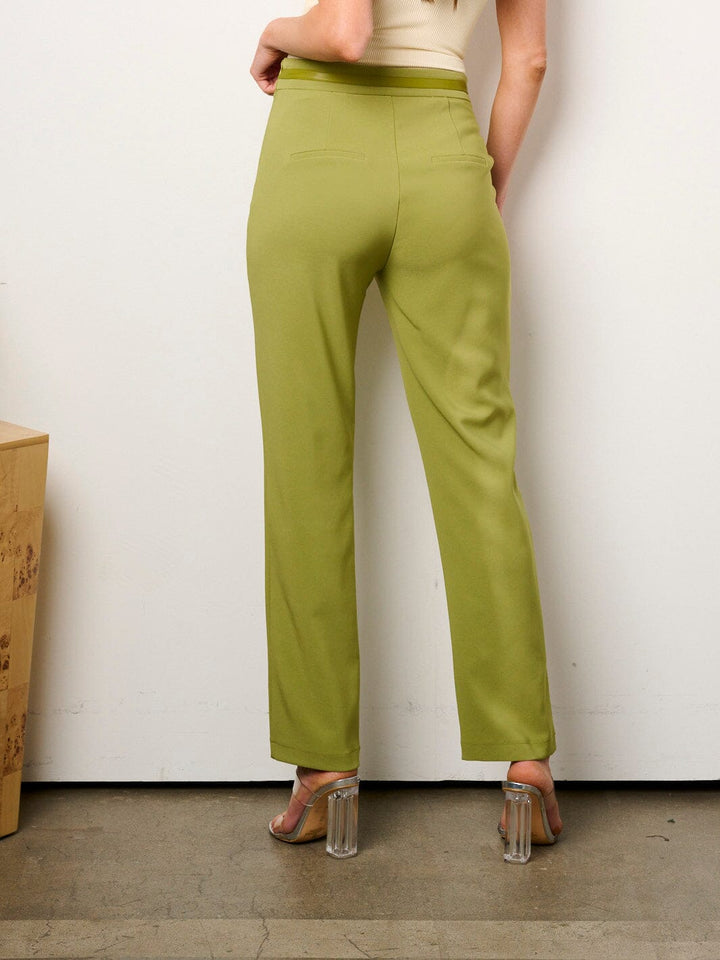 WOMEN'S ZIP UP DETAILED WIDE LEG PANTS