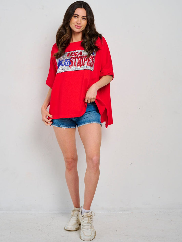 WOMEN'S SHORT SLEEVE GRAPHIC PATRIOTIC SHIRT