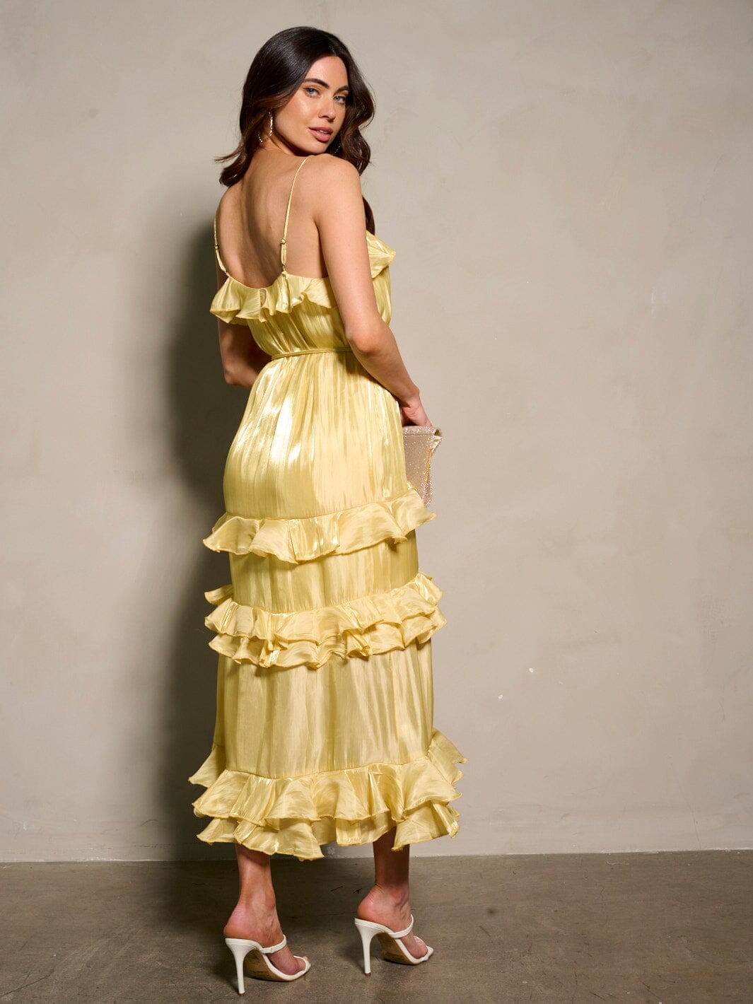 WOMEN'S SLEEVELESS RUFFLE TIERED MAXI DRESS