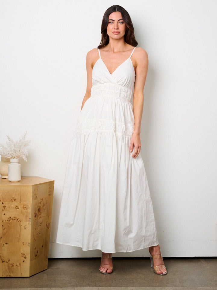 WOMEN'S SLEEVELESS SURPLICE FIT & FLARE MAXI DRESS