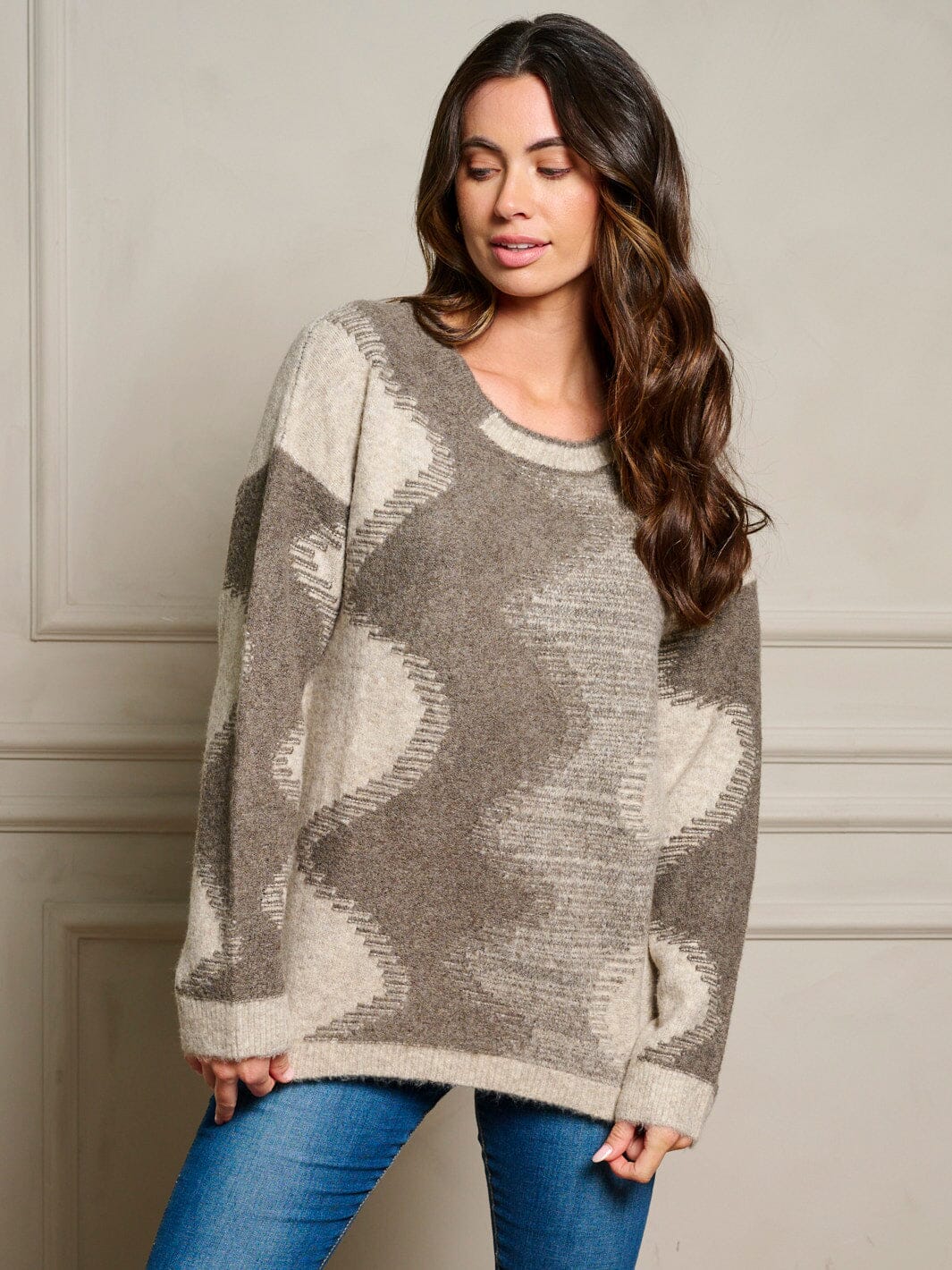 WOMEN'S LONG SLEEVE COLORBLOCK PULLOVER SWEATER
